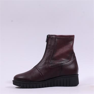 Pepe Saenz Sara Front Zip Wedge Boot - Burgundy Leather